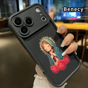 Praying Virgin Rose Phone Case for iPhone 17 Pro Max 16 Plus 15 14 13 12 11 Air E Shockproof Non Slip Military-Grade Protection Silicone Cover Smartphone Cellphone Casing