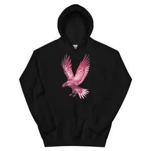 Men's Fiery Freedom Eagle - symbolizing strength, freedom, and boldness Graphic Hoodie - Long Sleeve Pullover Regular Fit | Soft & Breathable Fabric, Durable Print, Everyday Comfort, Machine Washable, tribal flame bird with bold, fiery design a stylized