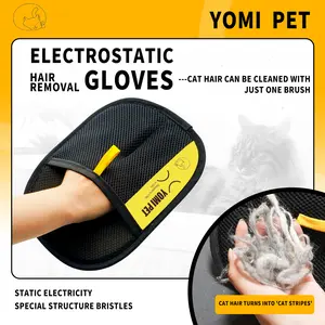 YOMI PET hair remover Electrostatic gloves Two-way brush sticky hair remover Cat hair dog hair glover Grooming   Removal   Cleaning