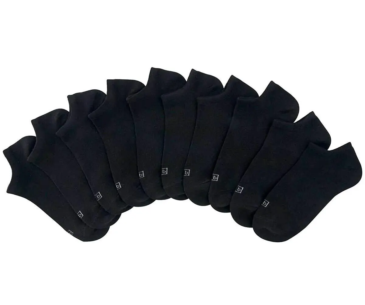 K.Bell Women's 1227349 No Show Fit 10 Pairs Socks (Shoe Size 4-10), Black (4-10)