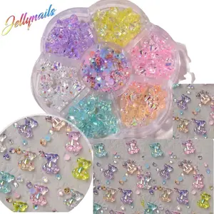 Resin Bears aurora mix in case 3D nail art jelly bears, gummy bears Nail Care
