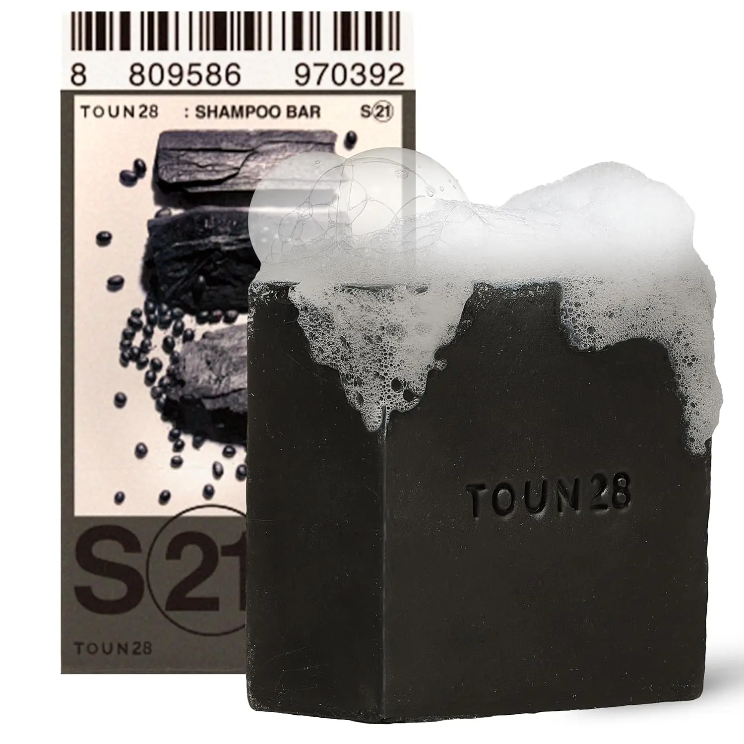 TOUN28 S21 Volumizing Natural Organic Vegan Biotin Shampoo Bar for Hair Growth & Thickening Charcoal & Black Soybean for All Hair Types, Paraben Sulfate Silicone & Cruelty Free Bar Soap Korean Haircare