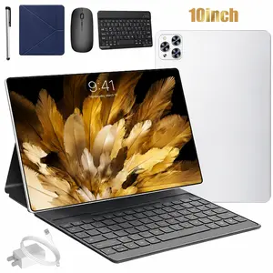 10.1 Inch Android 12 Tablet Bundle with Keyboard, Stylus Pen, Mouse & Case | 4GB RAM 32GB Storage Dual SIM 4G LTE 1280×800 IPS Screen 5MP+13MP Camera 5000mAh Battery Expandable TF Card Tablet for Holiday Gift