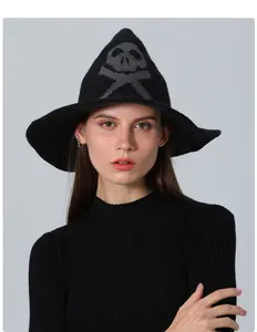 New Skull Wizard Hat Magic Cosplay Prop Ghost Head Pointed Top Halloween Hat