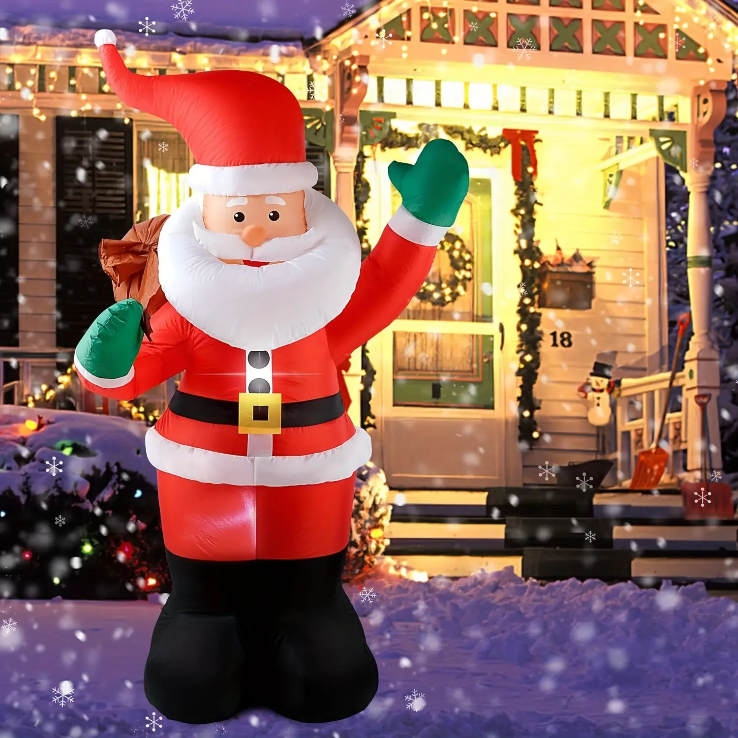 New 5.9FT Christmas Inflatables LED Santa Claus With Gifts Bag Christmas Inflatables Outdoor Decorations Built-in LED Lights Holiday Blow Up Yard Decoration Clearance For Yard Holiday Party Plastic Ornaments