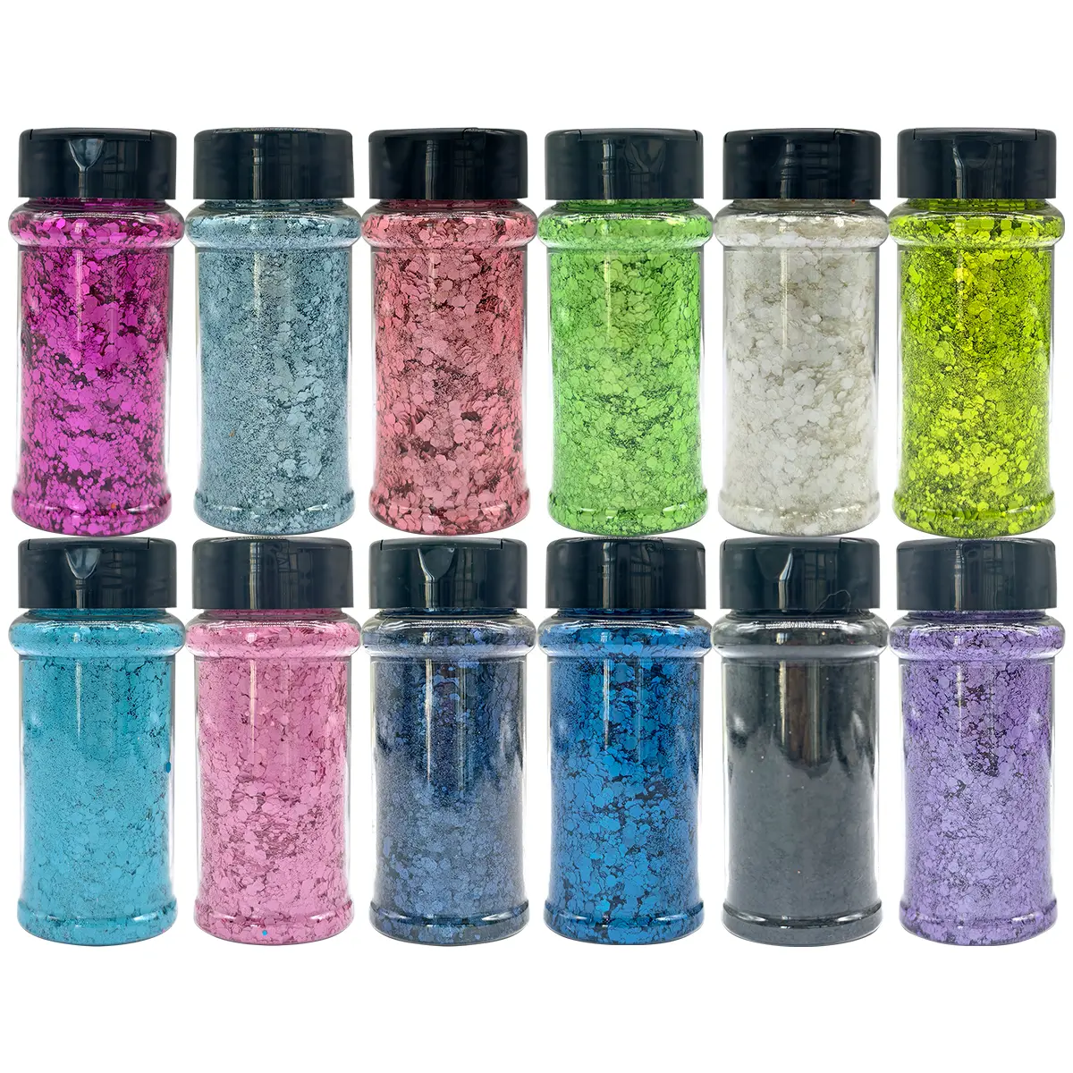 Chunky Glitter 12Colors Fluorescence Matte Chunky Glitter for Crafts, Craft Glitter for Resin Nail Art, DIY Crafts, Bulk Face Glitter for Festival Makeup