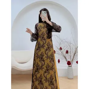 LACE black / gold áo Dài Ren B50 | Ao Dai for Women| Lunar New Year | Ao Dai Viet Nam