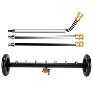22 Inch Water Broom Under Car Chassis Floor Wash Extendable 3-Wand Car Chassis High Pressure Washer 1/4 Quick Connector Car Washing Locomotive Bottom Water Broom 4000 PSI