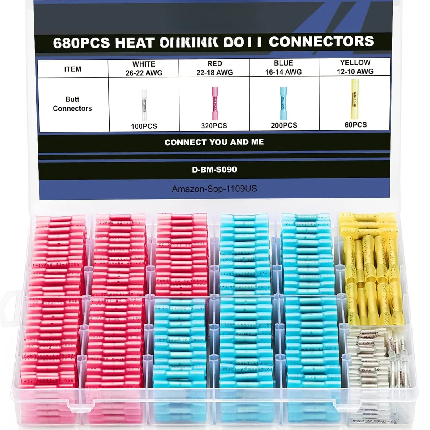 680 count Heat Shrink  Connectors,  Marine Grade Electrical Wire Connectors Kit, Tinned Red Copper Insulated  Crimp Terminals  Splice for ,Boat,Wiring