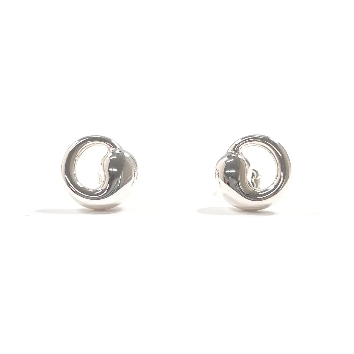 Pre-owned Tiffany & Co. Sterling Silver 925 (Ag925) Small Leather Goods Elsa Peretti Eternal Circle Silver Earrings