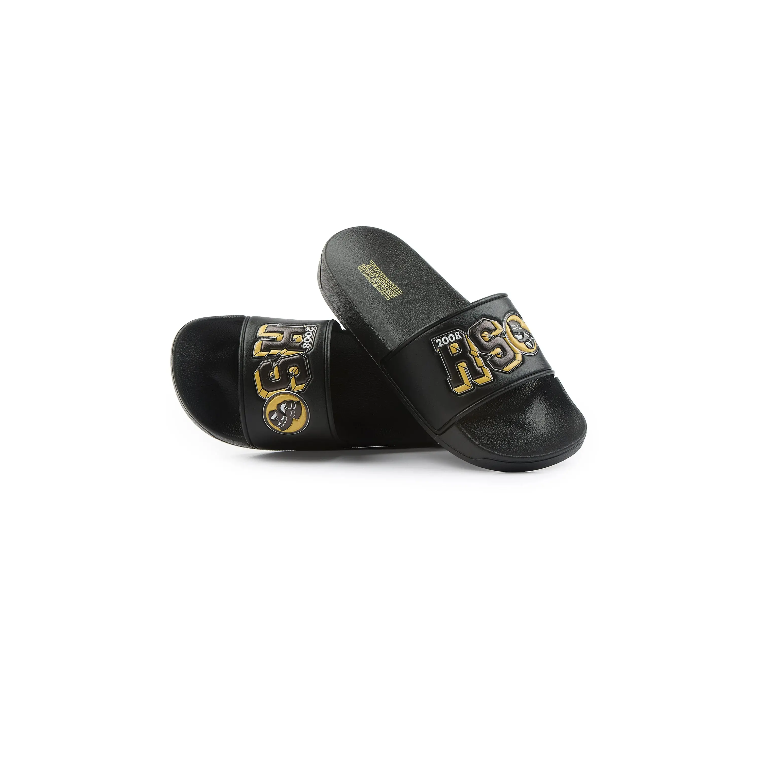 Boys Leslaw Black/Yellow Slides Boys Leslaw Black/Yellow Slides
