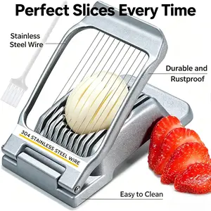 2 PCS Egg Slicer for Hard Heavy Duty Stainless Steel Wire Egg Slicer for Hard Boiled Eggs & Strawberry Other Soft Food