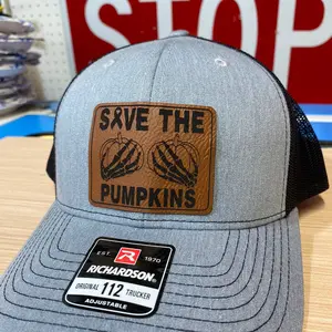 Save the Pumpkins Breast Cancer Leather Patch Hat