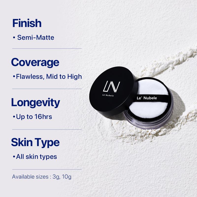 [Le Nubele] AZULENE FACE COVER FIXING POWDER | Translucent Setting Powder | Pore-Blurring + Matte Finish | Hybrid Skincare-infused Makeup | Korean Makeup | 0.35 fl. oz