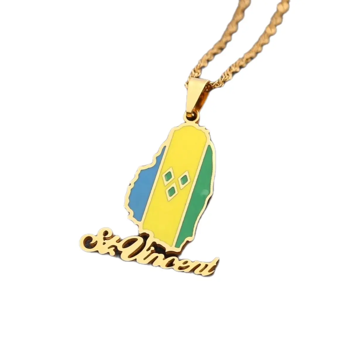 Necklace-Stainless steel pendant necklace of St. Vincent.