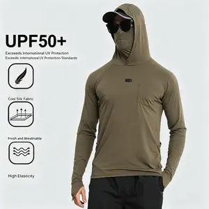 DeepJaw Outfitters Men's Professional Fishing Hoodie - UPF 50+ Ice Silk Fabric, Full Face and Neck Sun Protection for Lure Anglers