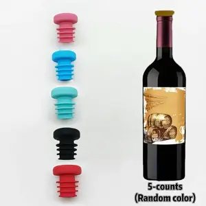 Silicone Wine Bottle Stoppers Set of 5, Leak-Proof Seals for Wine & Oil Bottles, Reusable for Christmas Halloween Easter Thanksgiving, Durable Sealing Leakproof