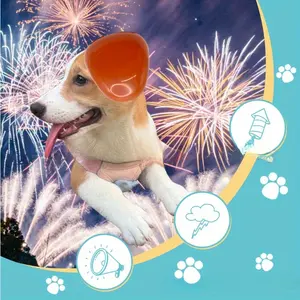 1pc Noise-Reducing Dog Earmuffs - Comfortable Pet Hearing Protection, Orange-Red Design with Black Straps, Reduces Loud Noises for Dogs, Dog Ear Safety | Snug Pet Headwear | Adjustable Dog Earmuffs