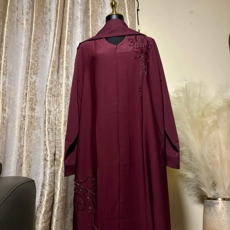 Burgundy Sparkle Abaya