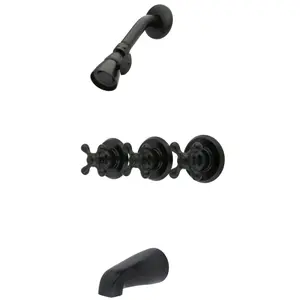 Tub & Shower Faucet with Three Handles, Oil Rubbed Bronze