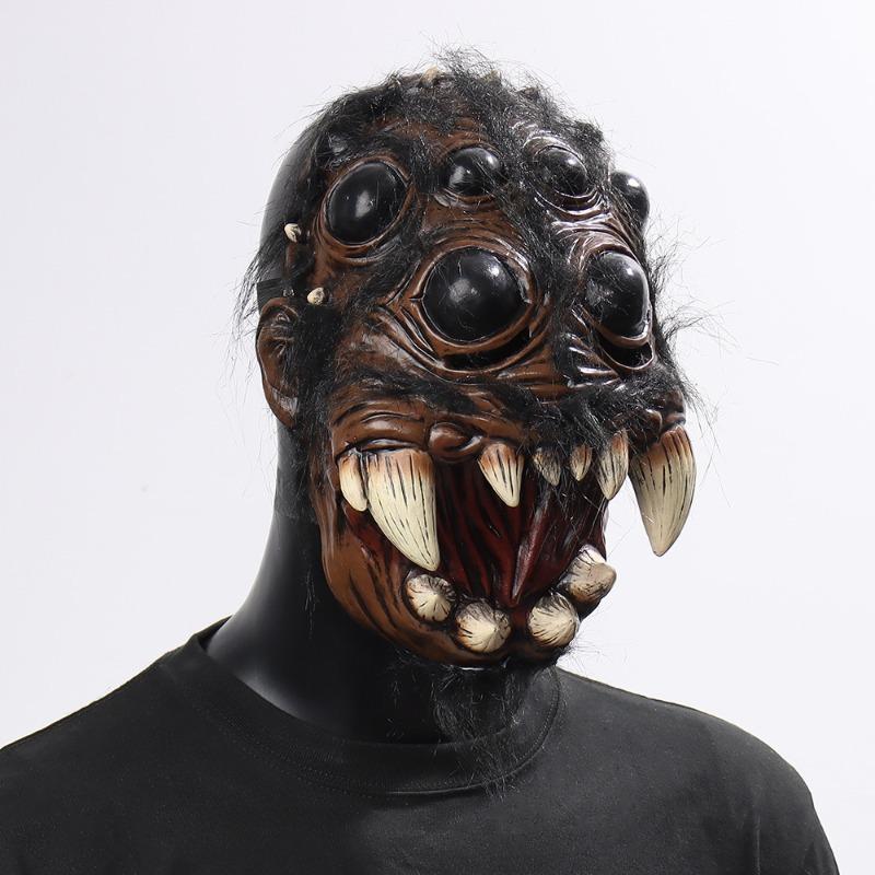 Horror Creepy Spider Mask Cosplay Scary Animal Spiders Big Eyes Tooth Open Mouth Latex Helmet Halloween Party Costume Props movie