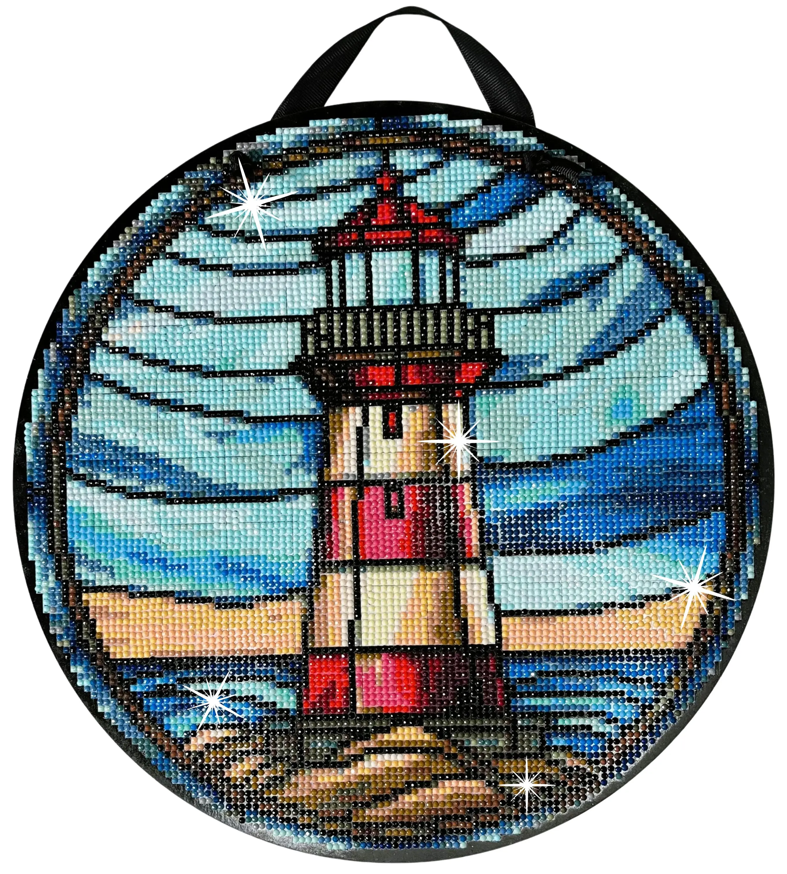 Lighthouse Diamond Painting Kit, ROUND Drills, Hanging Sign