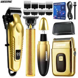 Men's Professional Electric Hair Trimmer Set, USB Charging, T-Shaped Blade Clipper, Shaver, Nose Hair Trimmer, Holiday Gift for Boyfriend