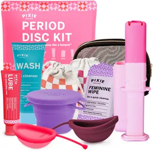 Pixie Menstrual Disc Kit for Feminine Care - Pixie Discs are Designed to Remove Like Tampons - 100% Medical-Grade Silicone - Best Period Disc Starter Kit - Proven to Become A Successful Disc User