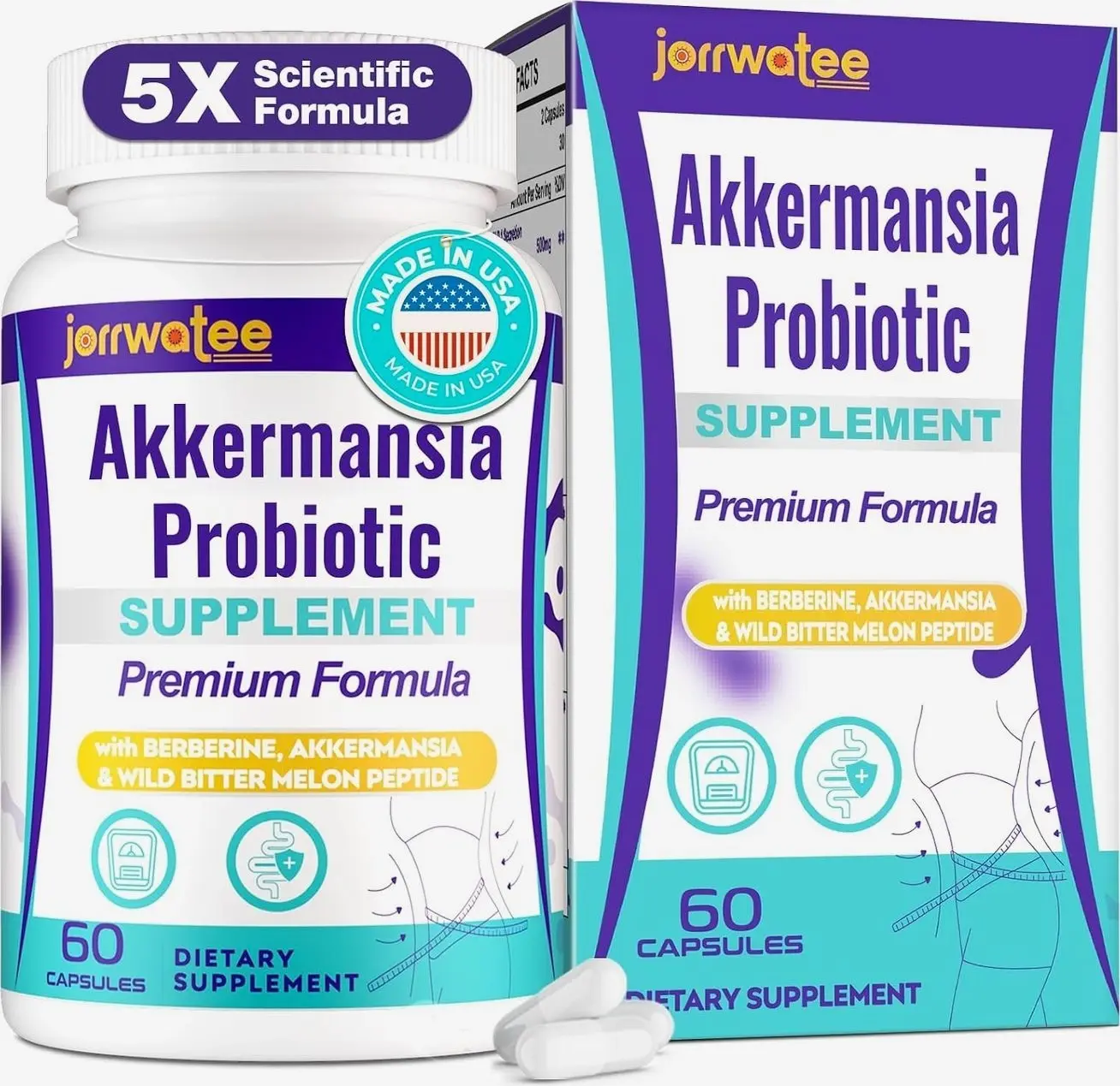 Akkermansia Probiotic for Women & Men, 14-in-1 GIPI Probiotic for Digestion, Energy, Gut & Overall Health, Advance Formulate with Akk, Resveratrol, 60 Counts