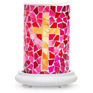 Stained Glass Serenity Simmering Light with Antique White Base