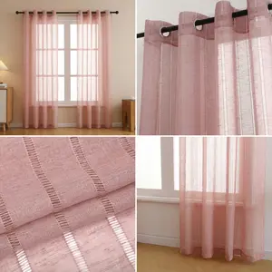 4-Panels 52x84 Inches Classic 540D Polyester Woven Mesh Straight Stripe Sheer Curtains, Easy Install Rod Pocket & Loop Top, Soft Light-Transmitting, Suitable for Bedrooms/Living Rooms FT6665,summervibes