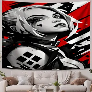 Exquisite Tapestries Graphic of Harley Quinn in Bold Colors Living Room Decor Bedroom decoration