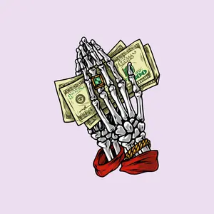 Skeleton Hands Grabbing Cash Sticker, Dark Money Hustle Vibes Street Art Style Decal for Laptop, Backpack and Urban Culture Fans