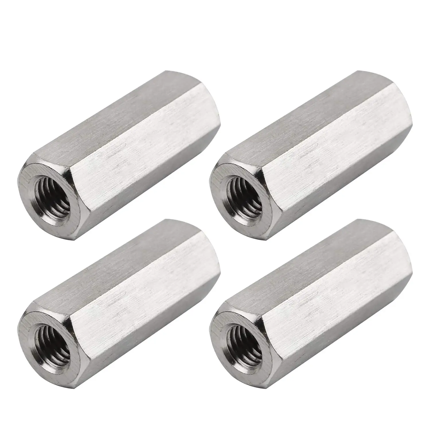4 Pcs M8-1.25 Pitch 304 Stainless Steel Metric Hex Coupling Nuts, 40Mm / 1.57"" Rust-Resistant Female Thread Hardware, Easy to Install Mechanical Parts for Rod Assembly