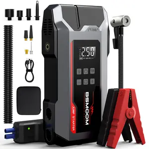 BSMOOM [7 in 1] Portable Car Jump Starter 8000A (All Gas, 10.0L diesel), with Air Compressor, Blower All-in-One, 12V Battery FastCharging Laptop Power Bank with 150PSl Tire Inflator,Jump Box with LCD Display, Car Battery Jump Starter Multi-Function