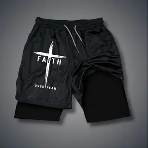Christianity 80s 90s summer men shorts for men jorts outfit men graphic shorts Double-layer sports shorts Comfortable short shorts summer