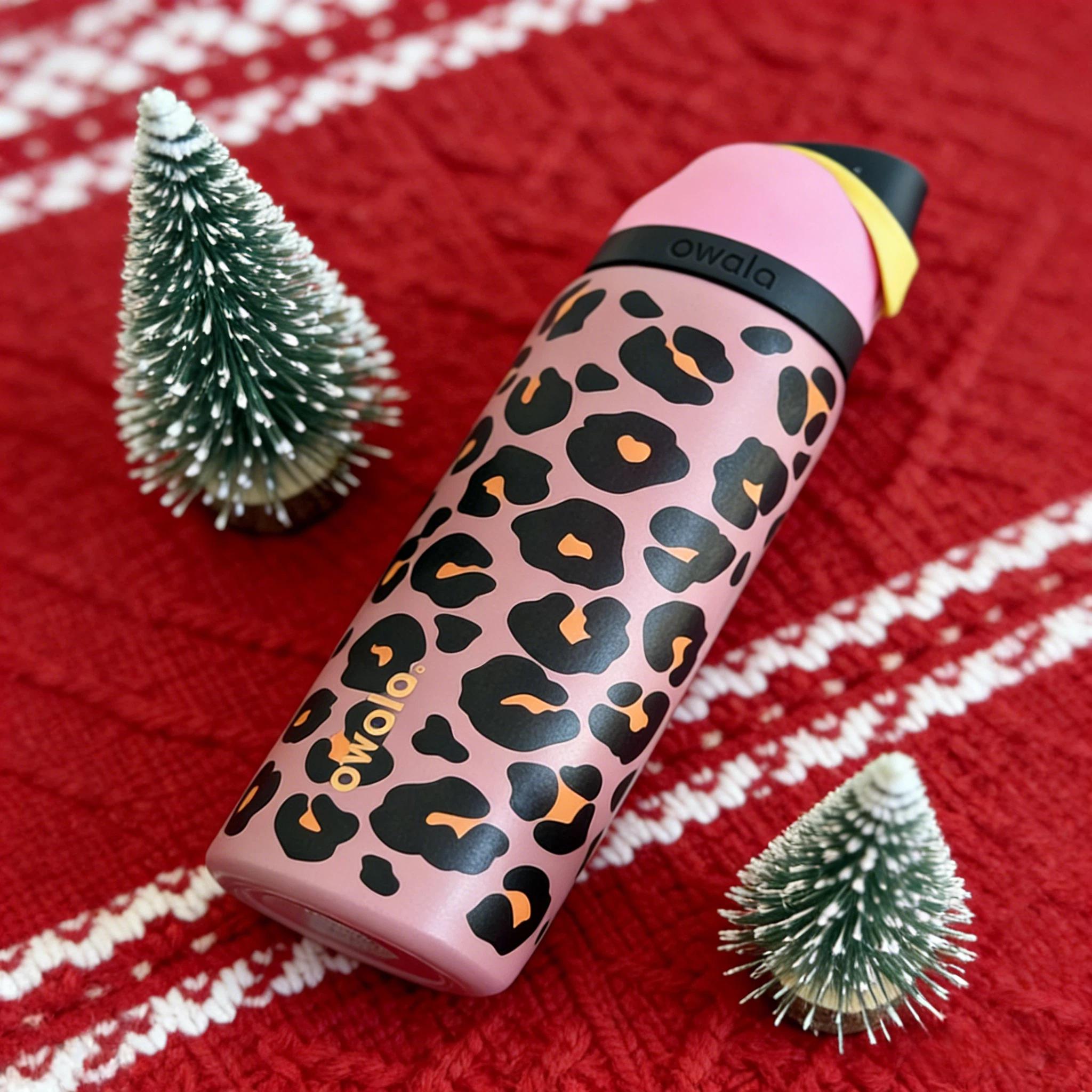 Owala Pink Leopard Print Stainless Steel Insulated Tumbler, Leak