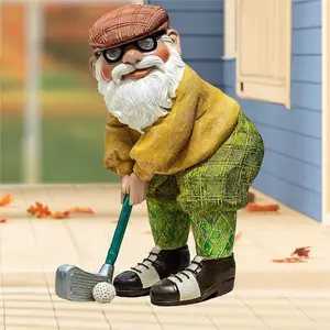 1pc Golf Gnome Garden Statue Decorative, Adorable Flower Bed Decor Gnome Outdoor Decor, Funny Yard Patio Art Decor Dwarf Sculptures Table Ornament