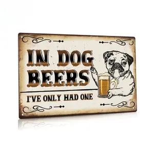 Funny "In Dog Beers I've Only Had One" Vintage Metal Tin Sign, Humorous Bar Wall Decor for Dog Lovers, Rustic Pub/Man Cave Wall Art, Funny Beer Gift