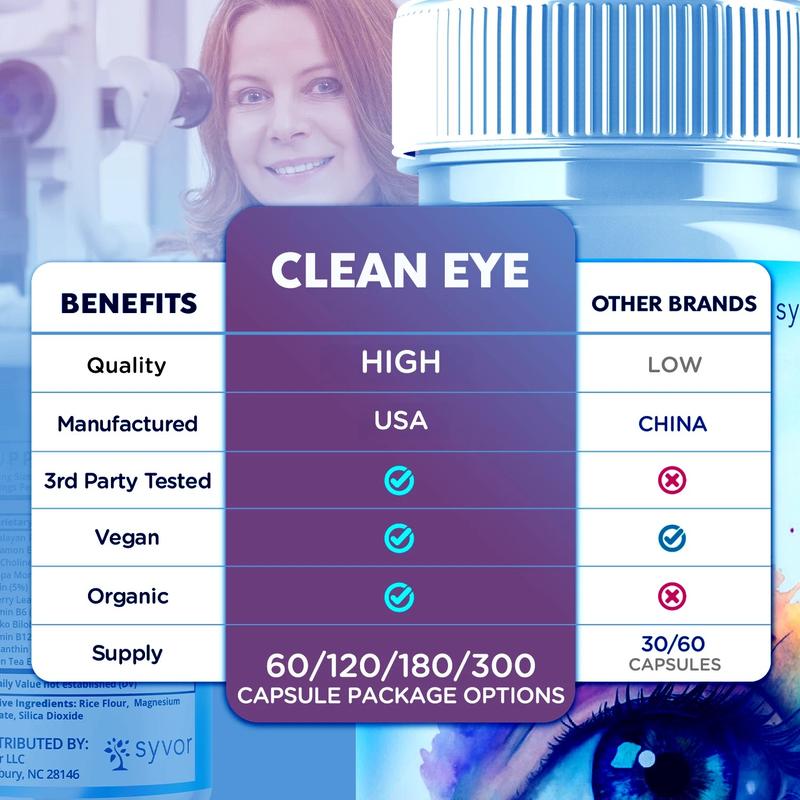 (1 Pack) Clean Eye Advanced Support For Healthy Eye Vision CleanEye 60 Capsules Vision Care Supplement Healthcare Vitamin