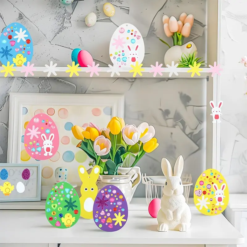 Foam Easter Egg Magnet Craft Kit, Easter Craft Kit DIY Animal and Egg Set, Suitable for Homeschool Art Decoration, Arts and Crafts Supplies, Party Gifts