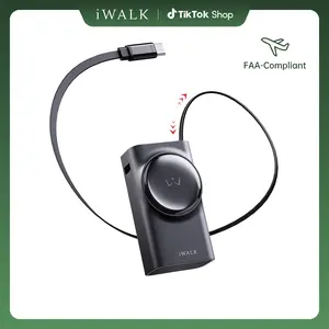 iWALK 10000mAh 30W Compact Portable Power Bank Charger, Mobile Smartphone Accessories with Retractable USB-C Cable, USB-A Port, Triple Output, Adjustable Digital LED Display for Fast Charging iPhone 17, Galaxy S25, Outdoor Use summerwins,summerwins