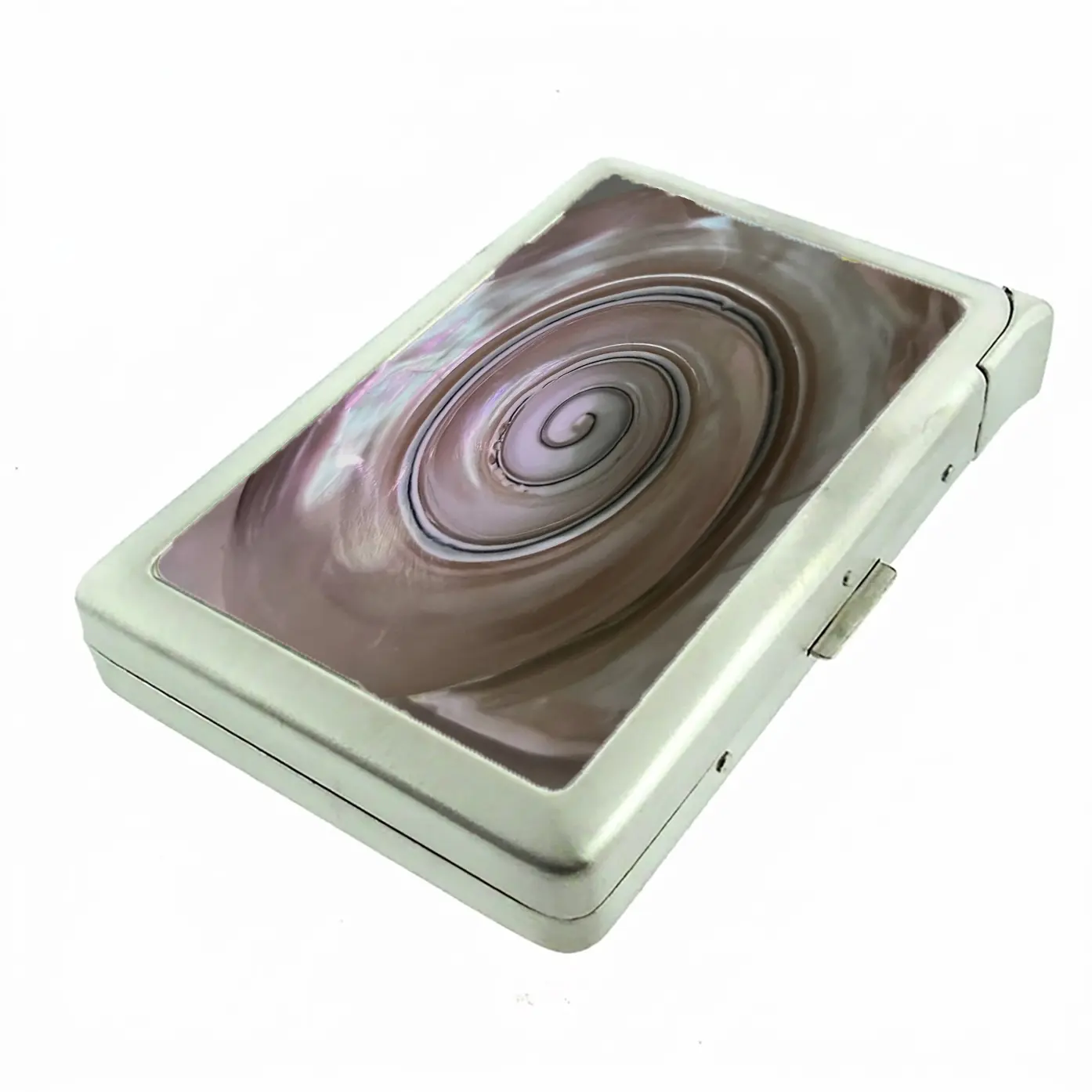 Seashell Spiral Metal Wallet case with Built in Lighter