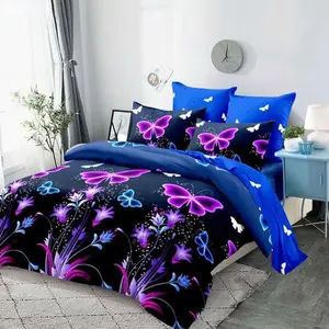 Butterfly Pattern Bedding Set, Including Duvet Cover & Pillowcase, Soft Comfortable Bedding Set for Home Bedroom
