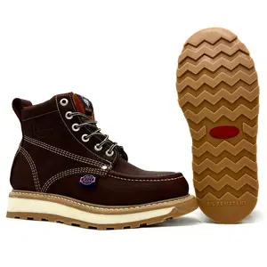 White Wolf 6 Inch Lacer Moc Toe Work Boot Goodyear Welt Sole Anti-Fatigue WW-965 Grizzly Brown Leather Footwear Comfort Shoe Closed Walking Shoes Design