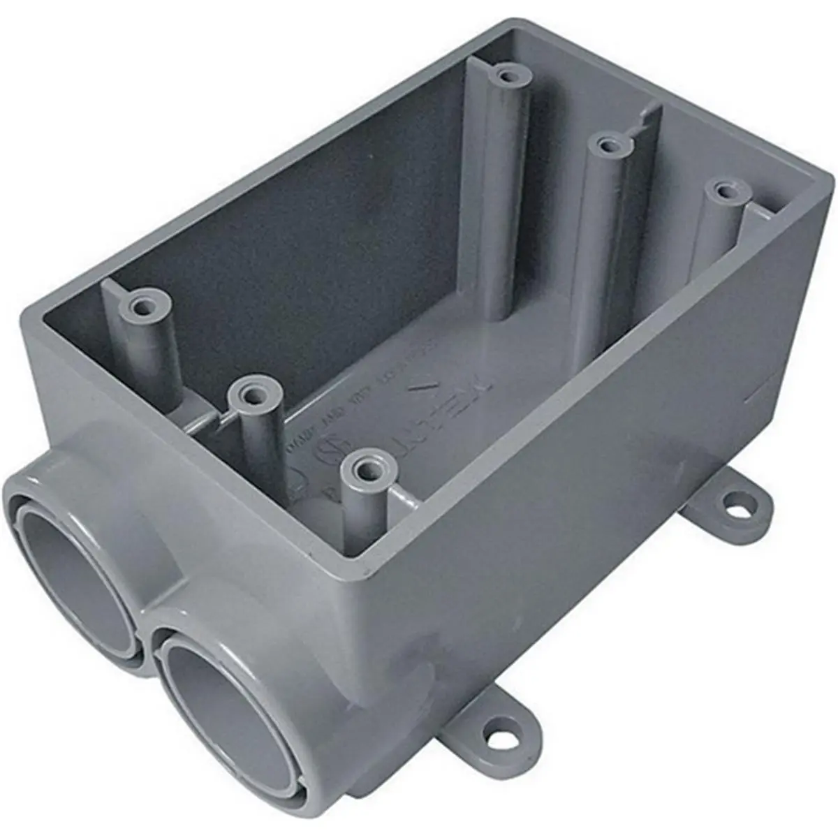 212 MAIN 1-Gang Plastic Weatherproof Outlet Box, Rectangular, FSS Bracket, 3/4 in. Knockouts, UL Listed, Gray, Water-Resistant, Rectangle