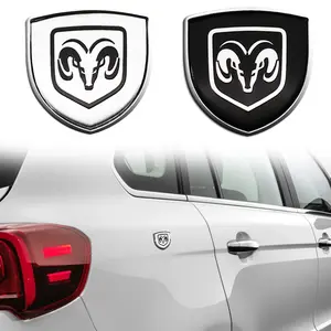 1/2pcs 3D Metal Car Styling Shield Badge, Trunk Body Side Stickers, Car Decals, Decoration for Dodge RAM 1500 Srt Sxt Challenger Durango Charger, Truck Car Decal