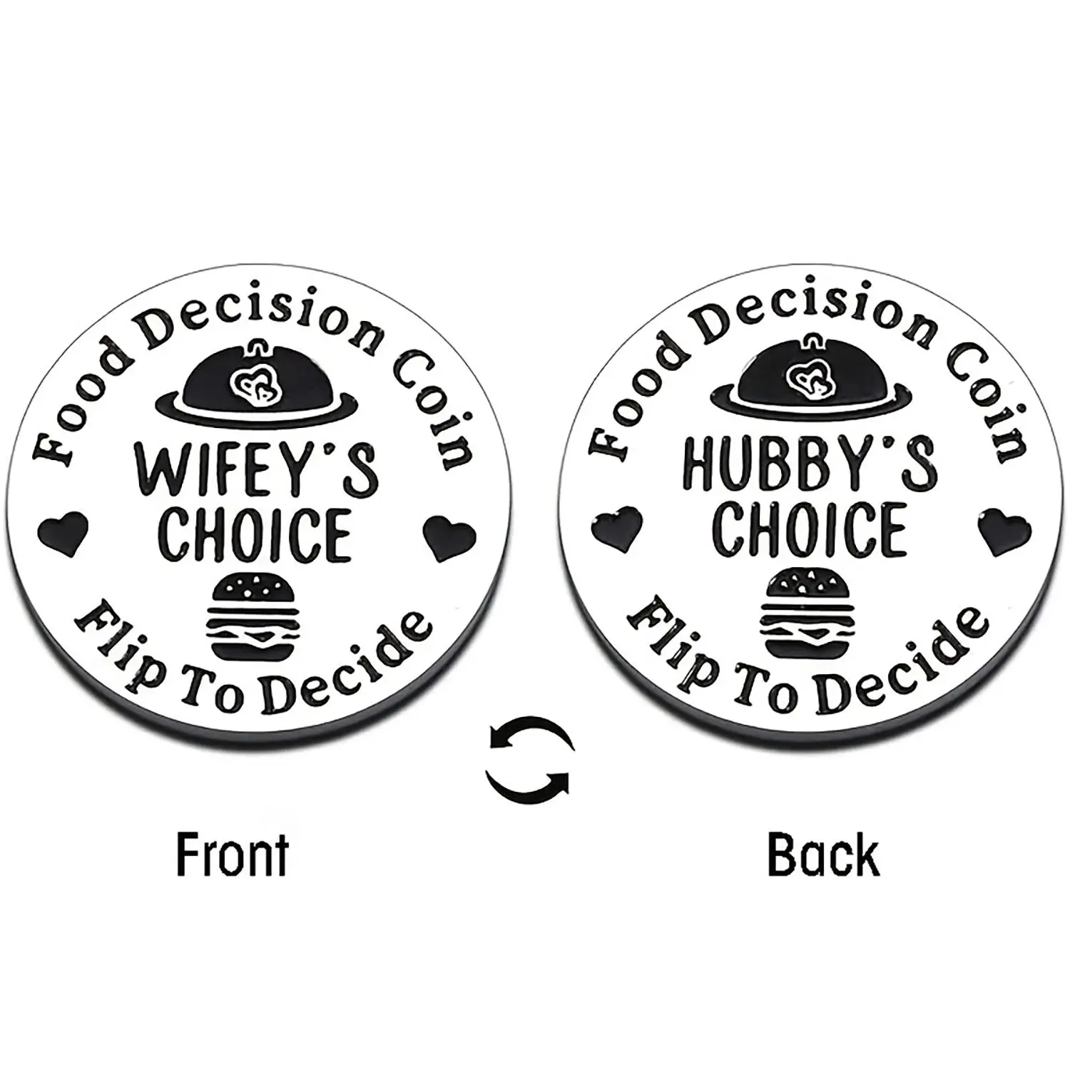 Stainless Steel Food Decision Coin, 1 Count Flip To Decide Wife's Choice Or Husband's Choice, Two Sided Gift, Ideal For Gifting, Party Gifts for Wedding Birthday Anniversary