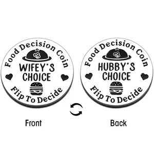 Stainless Steel Food Decision Coin, 1 Count Flip To Decide Wife's Choice Or Husband's Choice, Two Sided Gift, Ideal For Gifting, Party Gifts for Wedding Birthday Anniversary