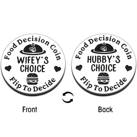 Stainless Steel Food Decision Coin, 1 Count Flip To Decide Wife's Choice Or Husband's Choice, Two Sided Gift, Ideal For Gifting, Party Gifts for Wedding Birthday Anniversary
